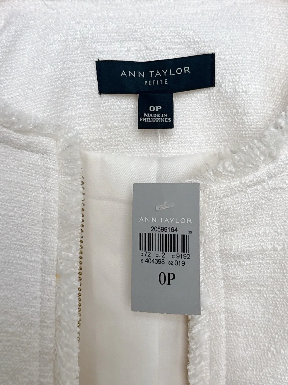 Ann Taylor Ivory Fringe-Trim Open Front Blazer - Picture 3 of 4